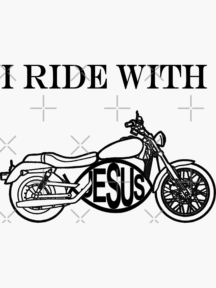 "Jesus Motorcycle" Sticker by InMotionGraphic Redbubble