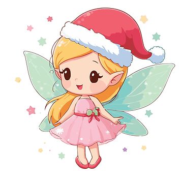 Artwork thumbnail, Christmas Fairy with Santa Hat by heartsake