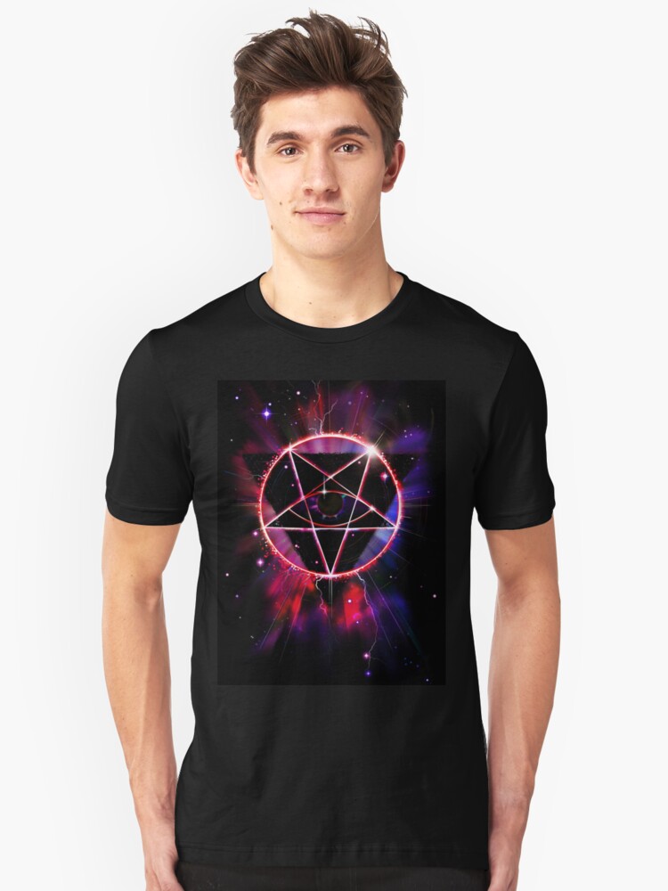 Alternate view of Space Demon 2049 - Evil Synthwave Sigil Slim Fit T-Shirt
