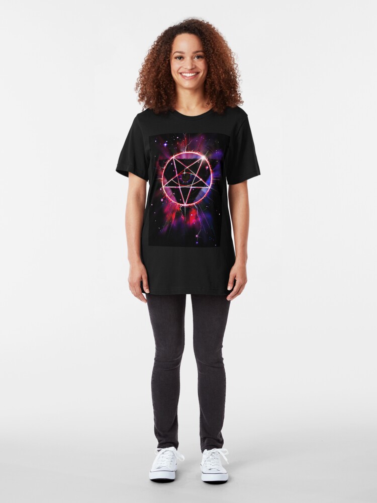 Alternate view of Space Demon 2049 - Evil Synthwave Sigil Slim Fit T-Shirt