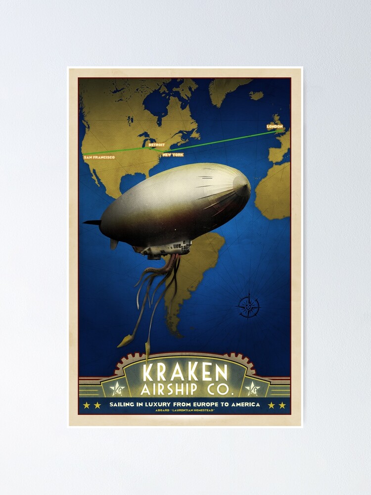 Alternate view of Steampunk Airship: Laurentian Homestead Poster