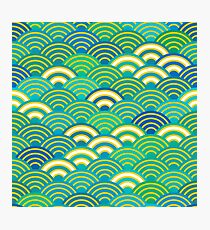 Seigaiha or seigainami abstract scales simple Spring Nature background with japanese circle Photographic Print