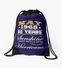 50th Birthday Gifts - 50th Wedding Anniversary Memorable Gifts - May 1968 Drawstring Bag