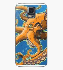 Tangerine Octopus on Blue Background Case/Skin for Samsung Galaxy
