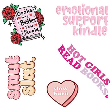"5 Pack Pink Book Lovers Book Set Sticker Bookish Gift Emotional