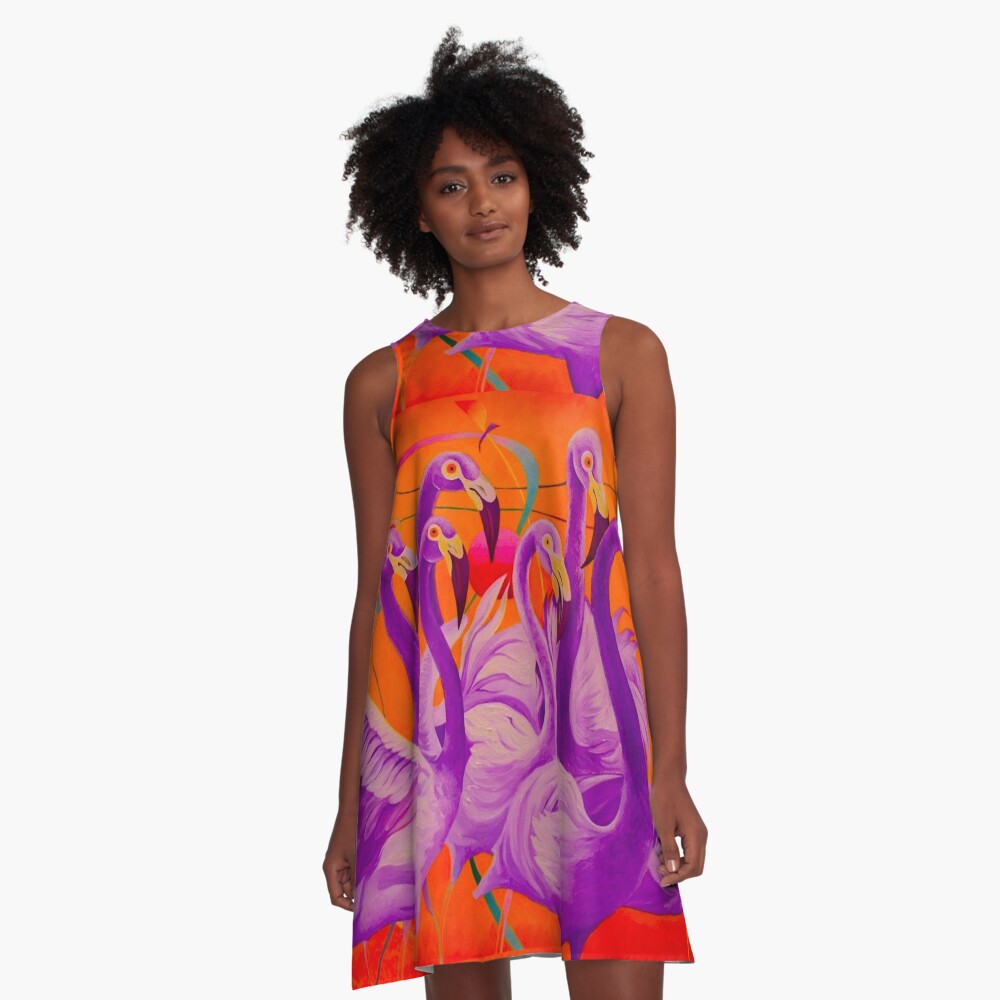 Purple Flamingo A-Line Dress