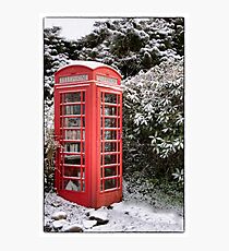 Red telephone box in the snow Photographic Print