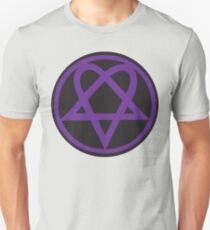 Heartagram - Purple on Black Unisex T-Shirt