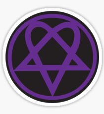 Heartagram - Purple on Black Sticker