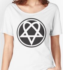 Heartagram - White on Black Women's Relaxed Fit T-Shirt
