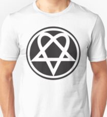 Heartagram - White on Black Unisex T-Shirt