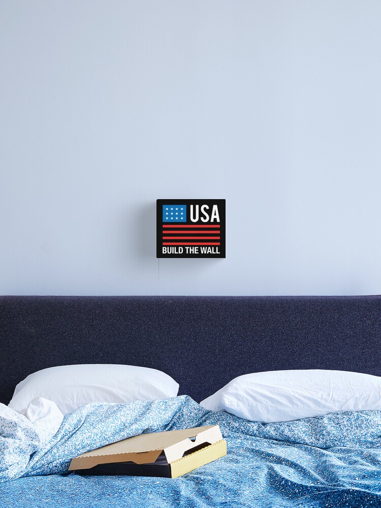 Build The Wall With Us Flag Maga Make America Great Again Red Wine Color Canvas Print