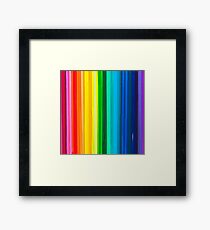 Colour Block Stripes Crayon Melt Design Rainbow Framed Print