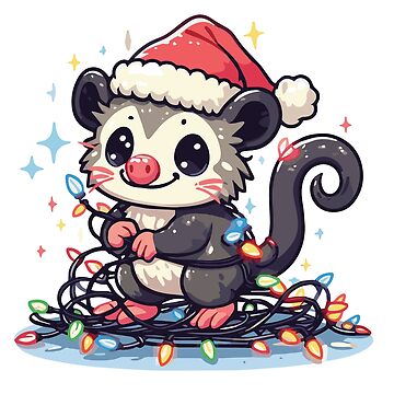 Artwork thumbnail, Cute Christmas Possum with Santa Hat by heartsake