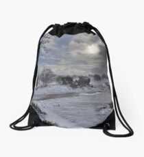 Yorkshire: Snow at the Rocks Drawstring Bag