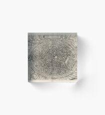 Bloque acrílico Mapa vintage de Brujas Bélgica (1612)