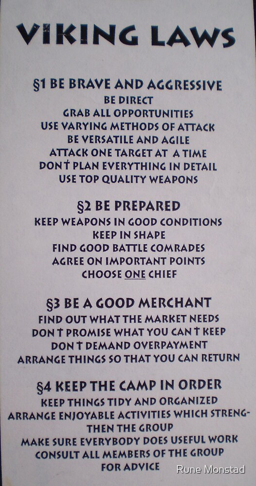 "Viking laws" by Rune Monstad Redbubble