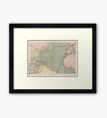 Vintage Atlantic Ocean Navagational Map (1905) Framed Print