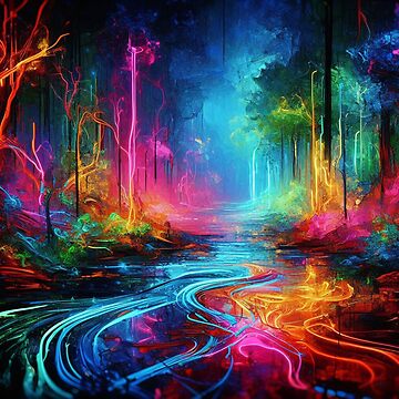 Artwork thumbnail, Enchanted Wilderness Neon Lights by cokemann
