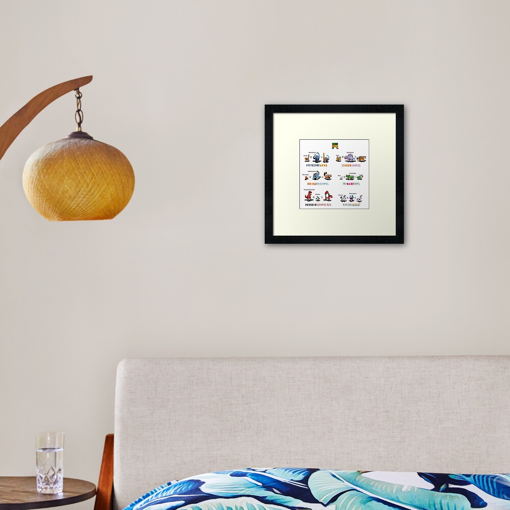 Dinomals Cheat Sheet! Framed Art Print