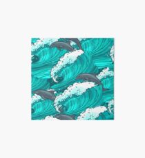 Sea waves with dolphins Art Board