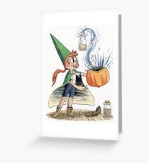 Boy Wizard Collecting Ingredients Greeting Card