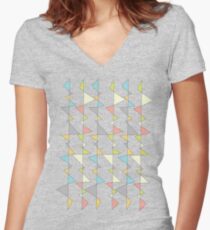Retro Triangles Women's Fitted V-Neck T-Shirt