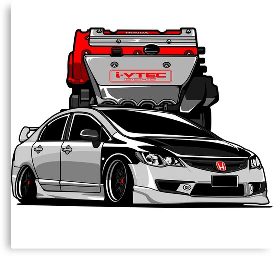 Honda Civic Fd Type R K20 Canvas Prints By Raisedingunma4 Redbubble