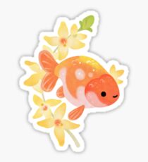 Ranchu and Forsythias 2 Sticker