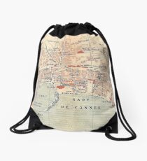 Vintage Map of Cannes France (1921) Drawstring Bag