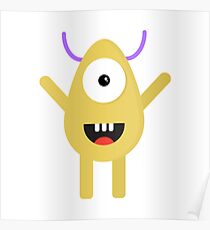 Vector cute monster Poster