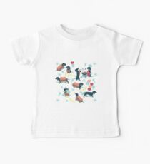 Hot dogs and lemonade // aqua green background navy and brown dachshunds Baby Tee