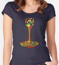 Rainbow melted rubiks cube Abstract Women's Fitted Scoop T-Shirt