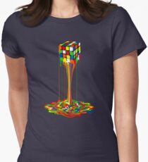 Rainbow melted rubiks cube Abstract Women's Fitted T-Shirt