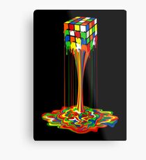 Rainbow melted rubiks cube Abstract Metal Print