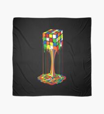 Rainbow melted rubiks cube Abstract Scarf