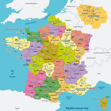 Poster Road and administrative map of France 