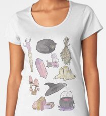Witchy Aesthetic Spread - Crystals, Candles, Witch Hat Women's Premium T-Shirt