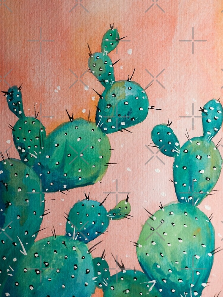 Desert cactus watercolor painting by RedFinchDesigns