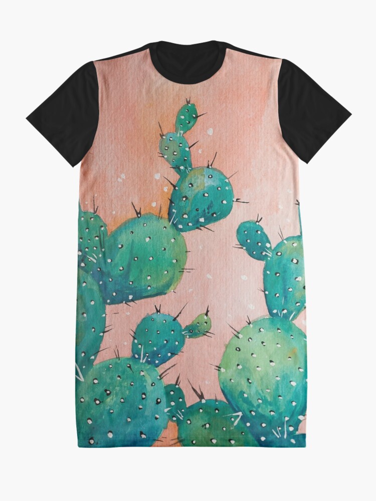 Alternate view of Desert cactus watercolor painting Graphic T-Shirt Dress