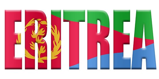 eritrean flag word overlaid with the colours of the flag posters by flag word
