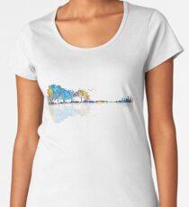 Natur-Gitarre - buntes Aquarell Premium Rundhals-Shirt