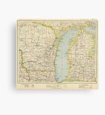 Vintage Map of Lake Michigan (1883) Canvas Print
