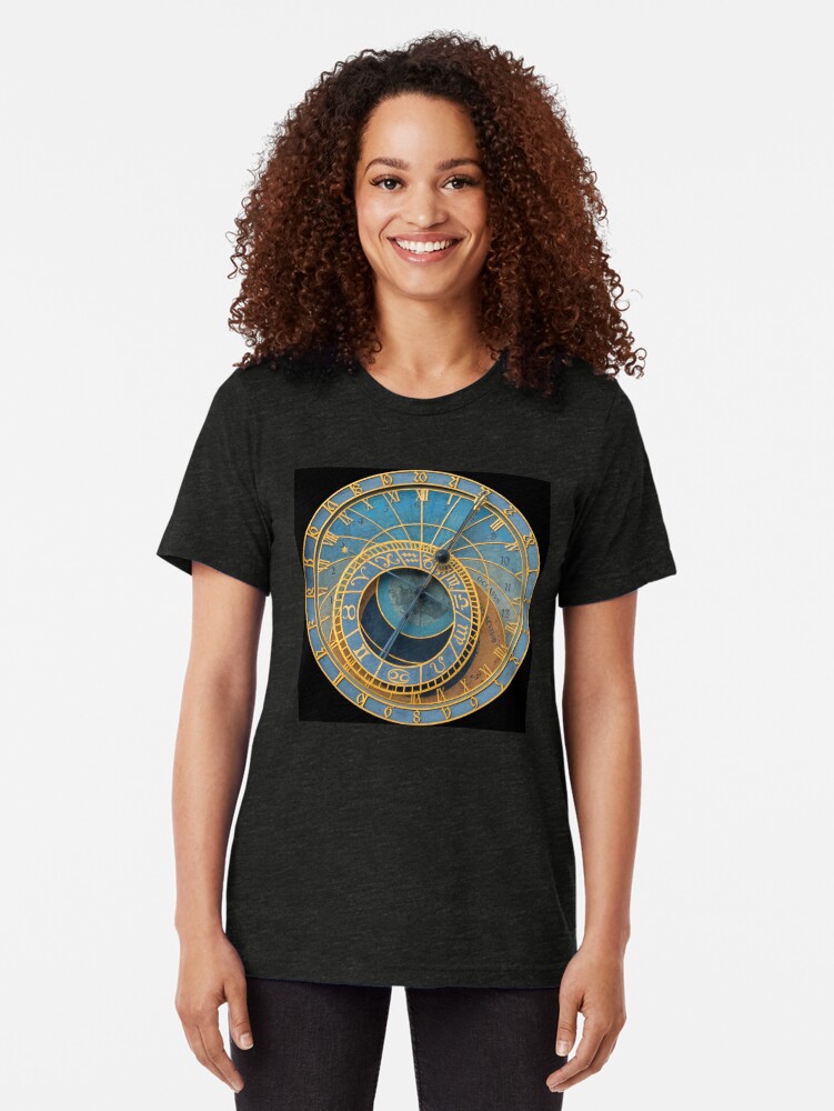 Alternate view of Stunning! Medievil Astronomical Clock or Prague Orloj in Prague / Praha Czech Republic - Professional Photo Tri-blend T-Shirt