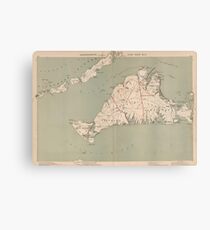 Vintage Map of Martha's Vineyard (1891) Canvas Print