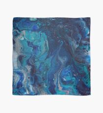 blue painting fluid art acrylic hand made Scarf