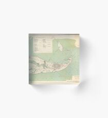 Vintage Map of Galveston TX Fortifications (1895) Acrylic Block