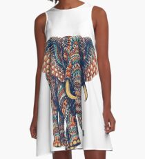 Ornate Elephant v2 (Color Version) A-Line Dress