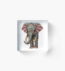 Ornate Elephant (Color Version) Acrylic Block
