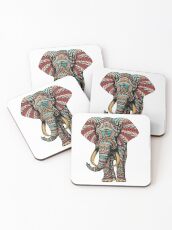 Ornate Elephant (Color Version) Coasters